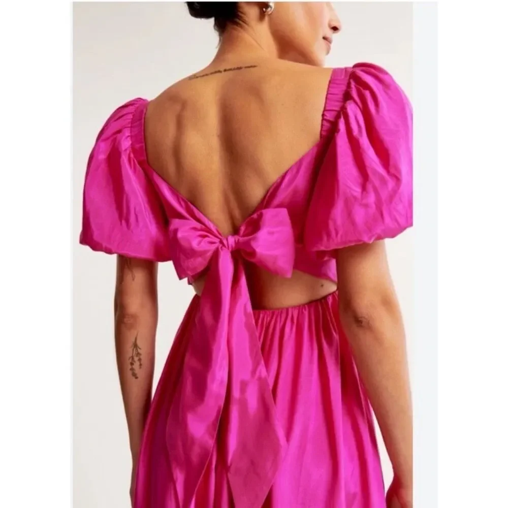 The A&F Emerson Drama Bow-Back Black Maxi Dress Size LP